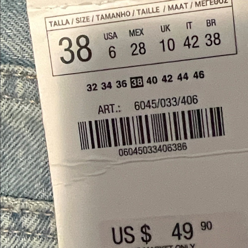 Zara BNWT wide leg jeans, Sz 38 - Picture 6 of 8